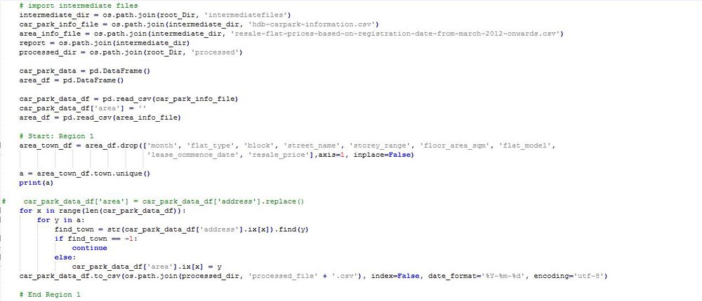 Sample code snippet to process areas based on address