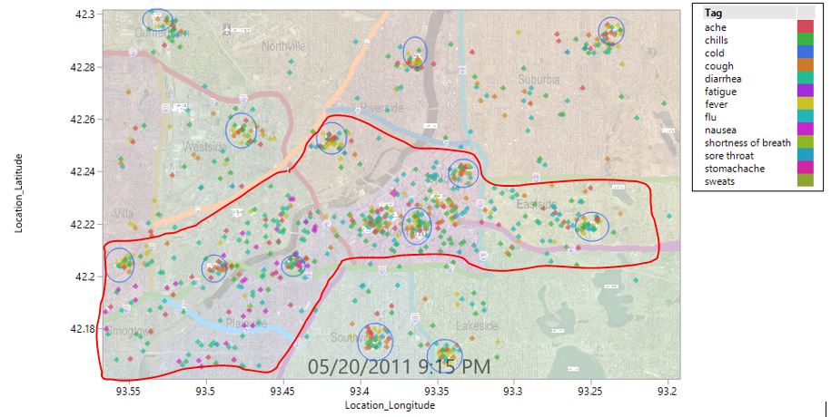 Clusters observed near regional hospitals and worst-hit locations