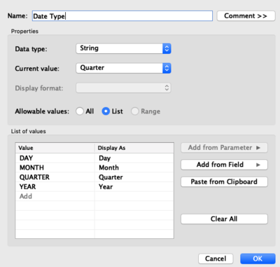 Setup parameter control for Date Type