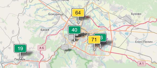 Figure 1. Official Air station in Sofia and its real time measurements of PM10