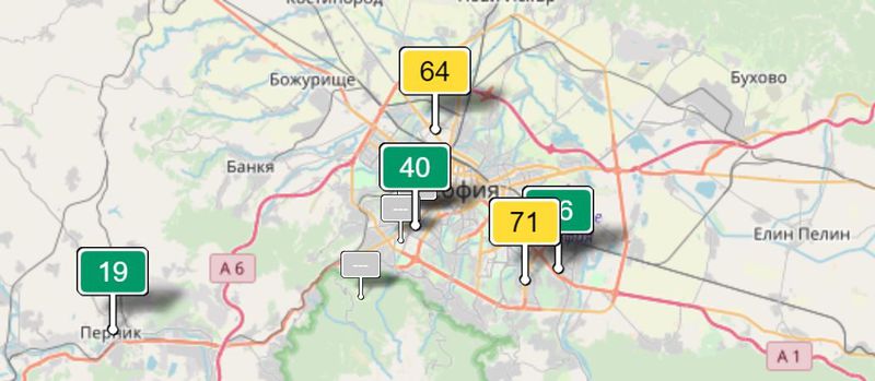 Figure 1. Official Air station in Sofia and its real time measurements of PM10