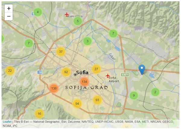 Number of Sensors Around Sofia City