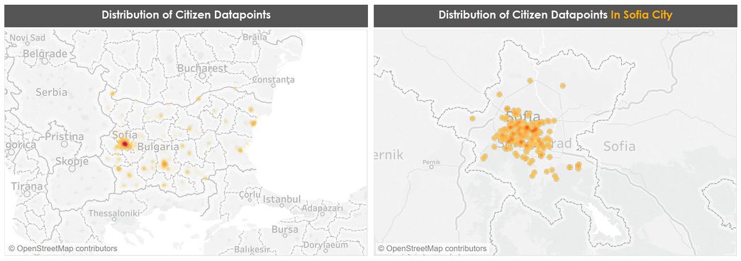 Coverage of data points collected by Citizens