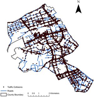 Traffic collision distribution in Jianghan District, Wuhan, China.jpg