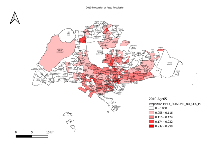 2010 Proportion of Aged Population in Singapore