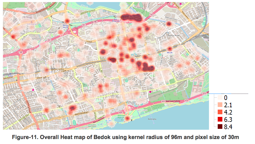 ANLY Group 08 26 Figure11 Overall heat map of Bedok using kernel darius of 96m and pixel size of 30m.png